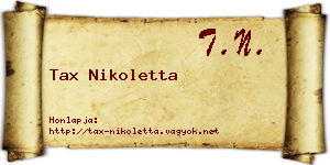 Tax Nikoletta névjegykártya